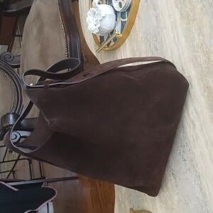 Tory Burch Dark Brown Suede Hobo Bag